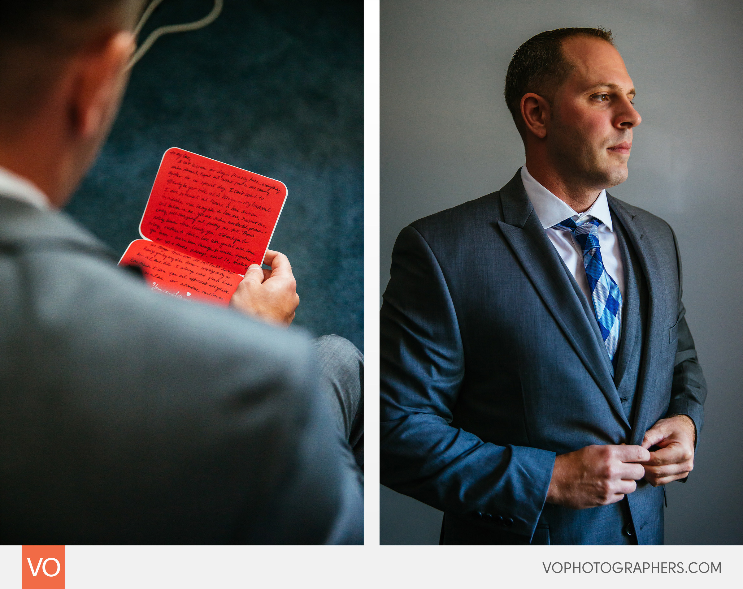 Groom reads a note from the bride. 