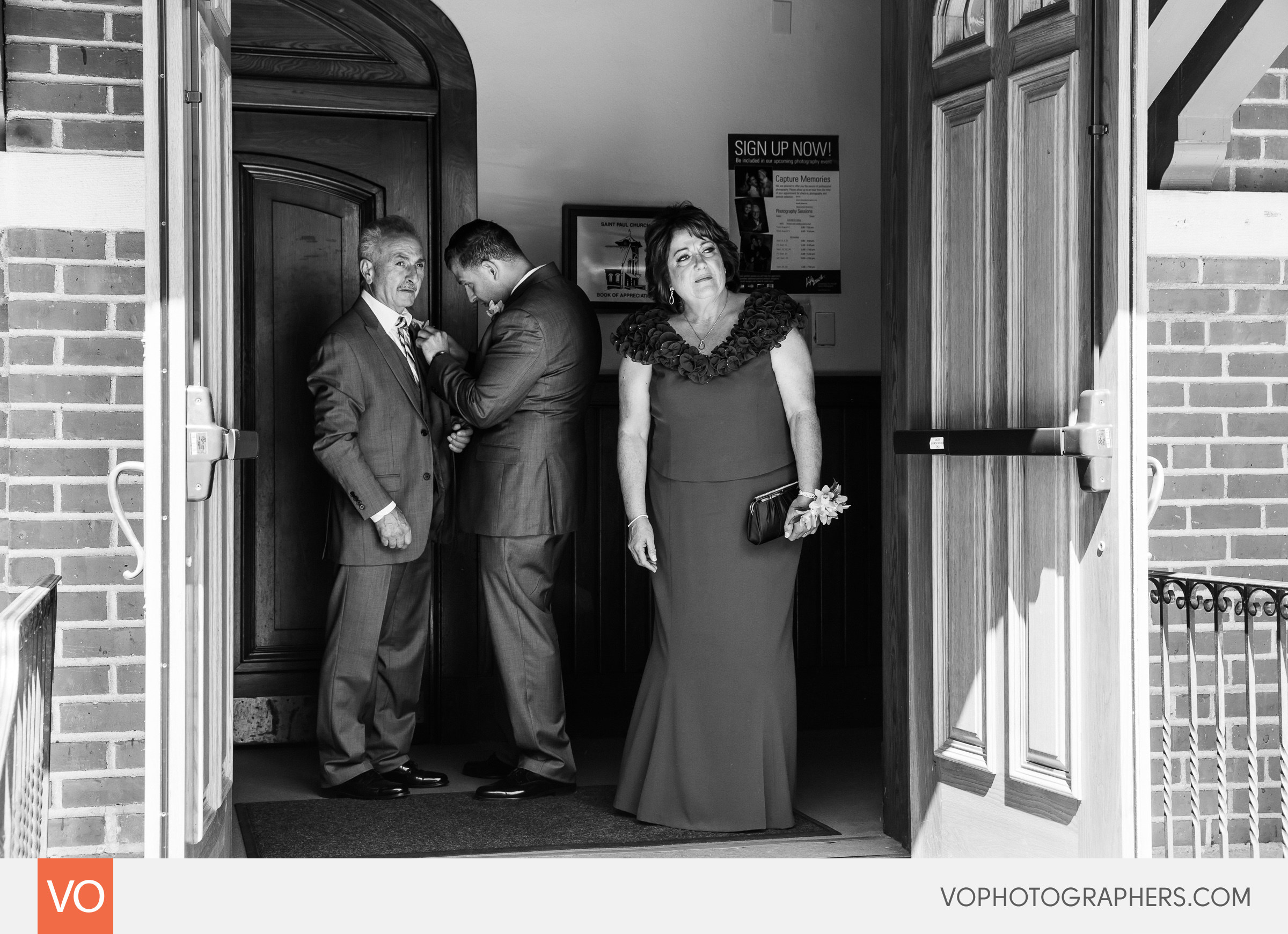 Family waiting at the church