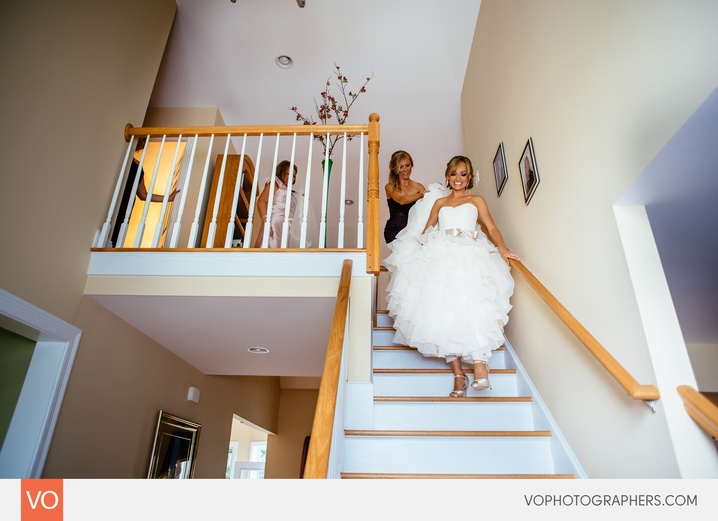 Bride walking down the stairs