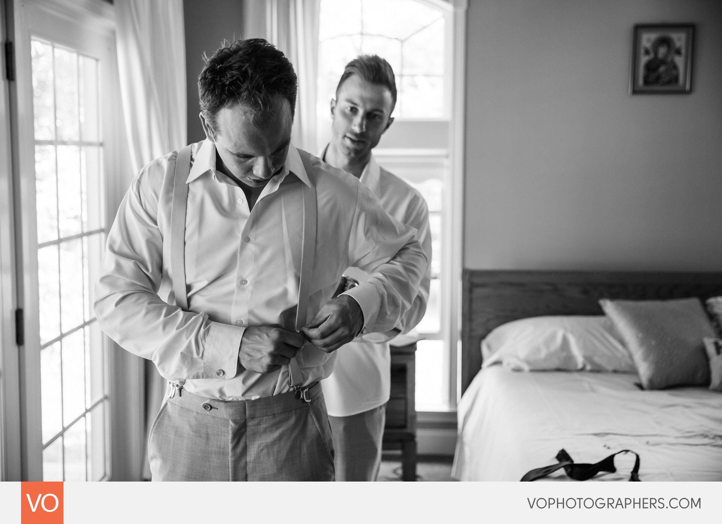 Groom getting ready