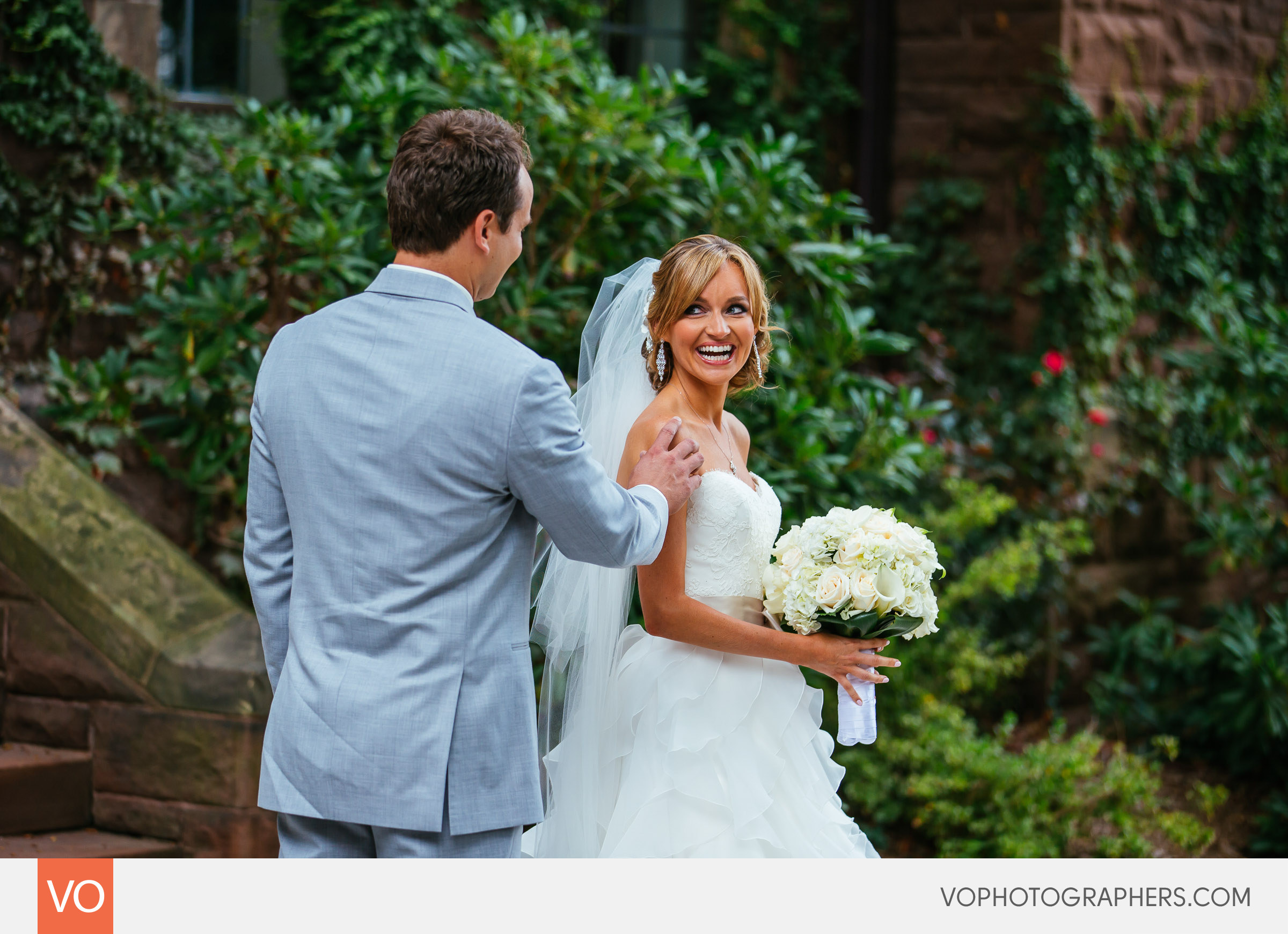 Bride turns around