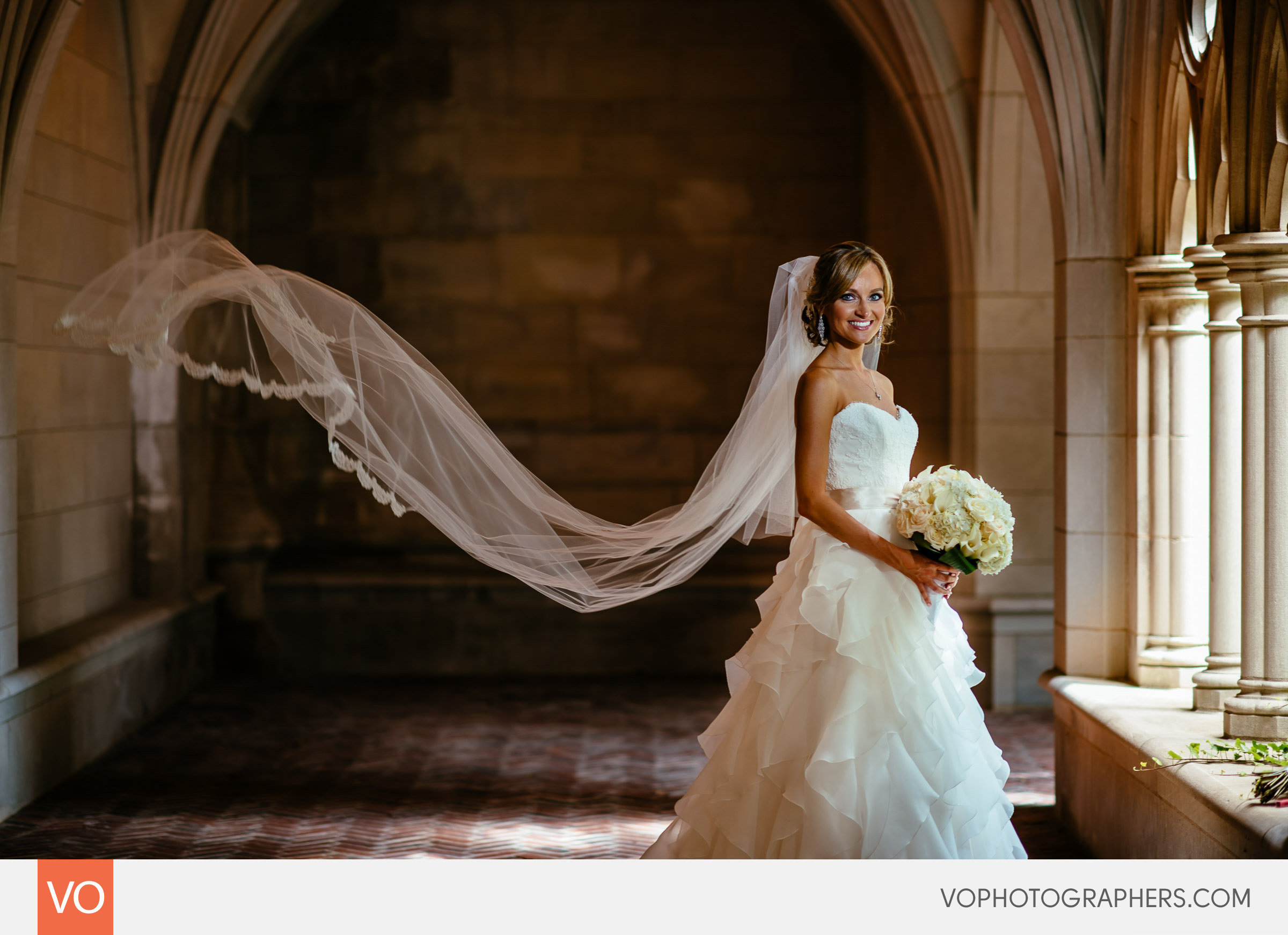 Bride with flowing veil